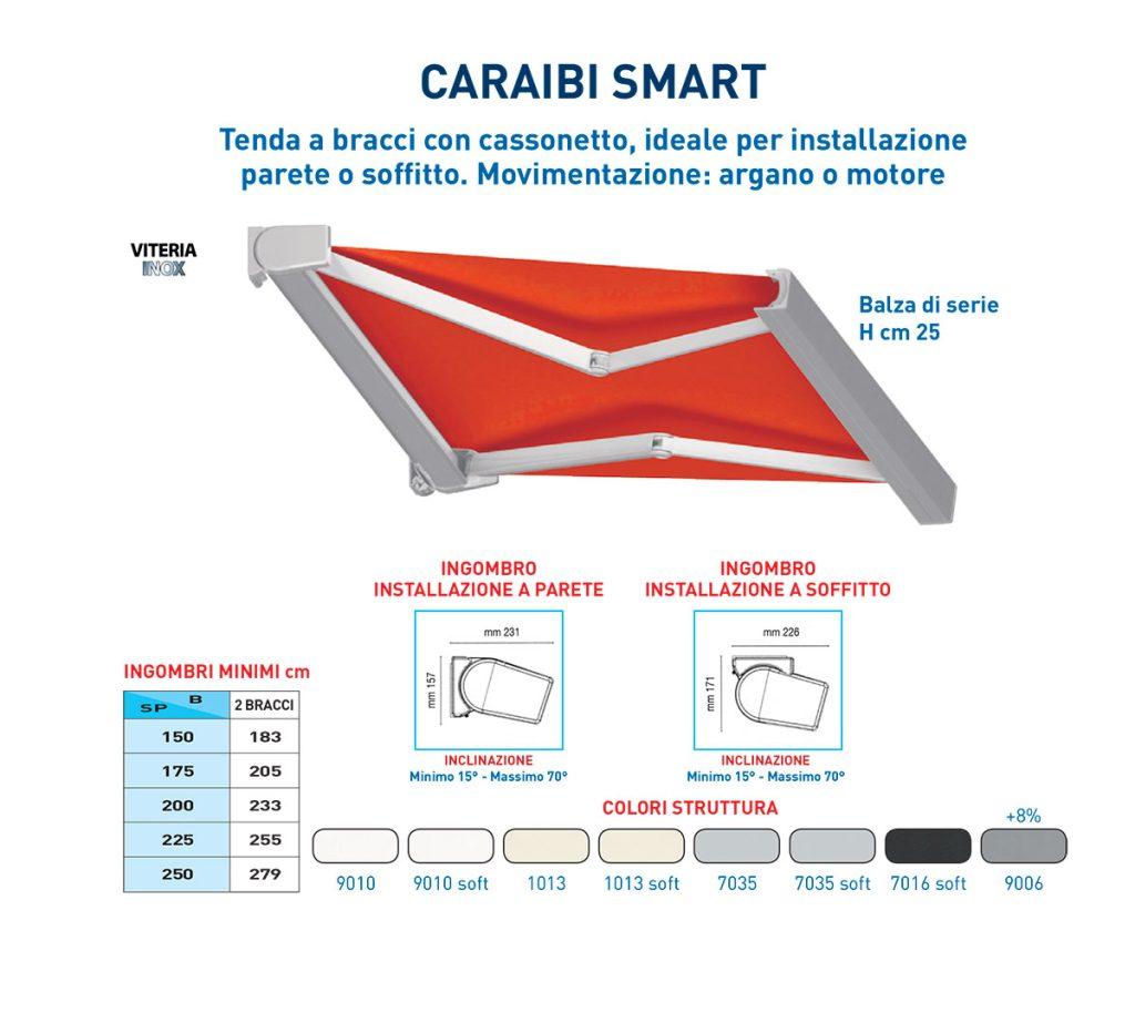 Caraibi Smart - Tende da sole a bracci estensibili con cassonetto - Trucchia