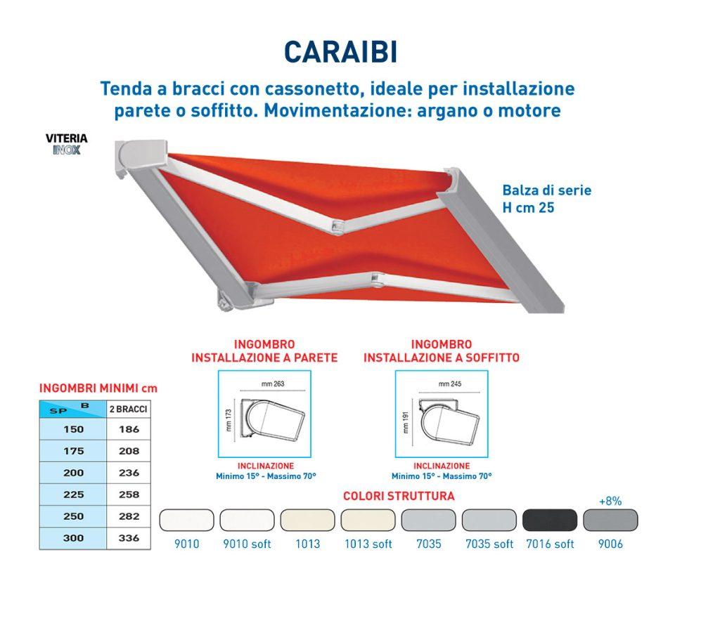 Caraibi - Tende da sole a bracci estensibili con cassonetto - Trucchia